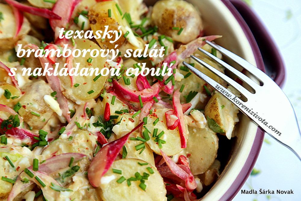 Texaský bramborový salát s nakládanou cibulí je příjemně pikantní